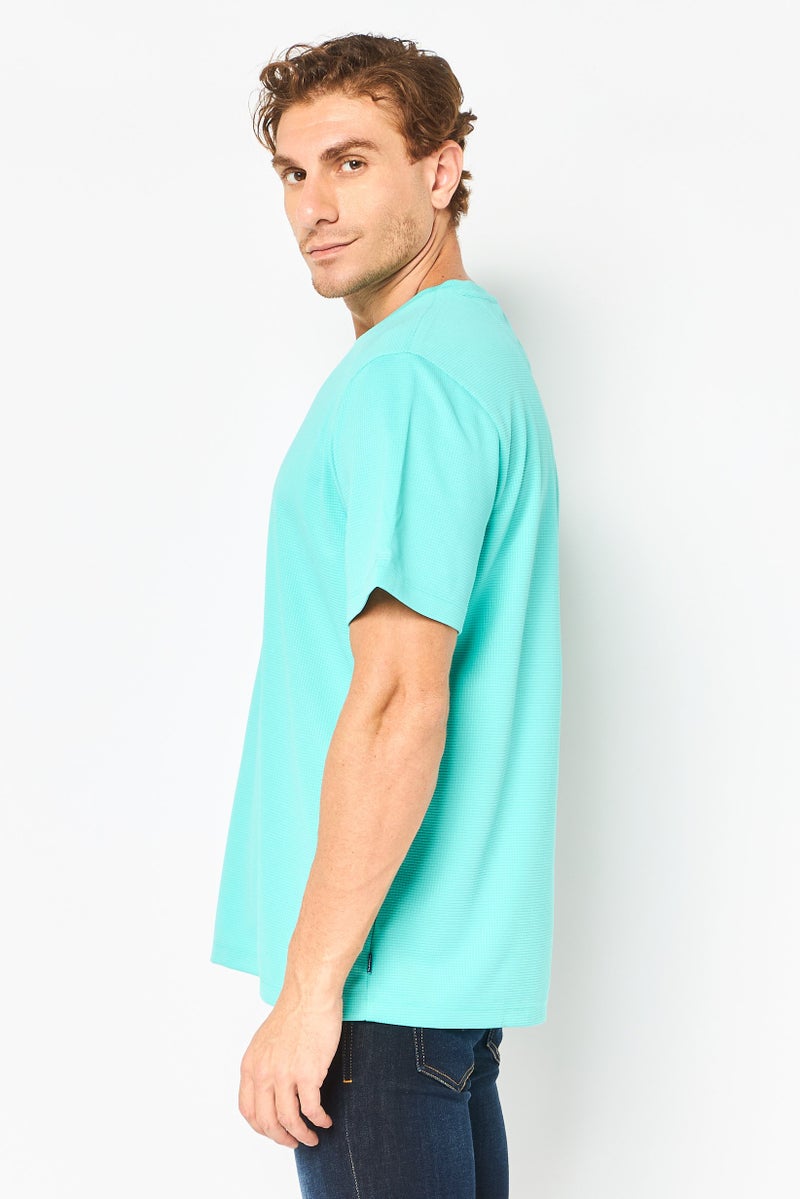 Chaps تي شيرت تدريب قصير الأكمام للرجال، تركواز - Image 3